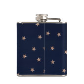 Donkerblauw en Roos goudroze litterstrips Heupfles (Achterkant)