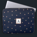 Donkerblauw en Roos goudroze litterstrips Laptop Sleeve<br><div class="desc">Aangepast ontwerp</div>