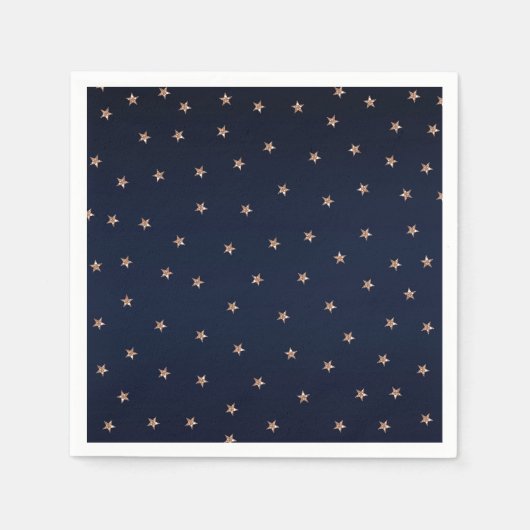 Donkerblauw en Roos goudroze litterstrips Servet (Voorkant)