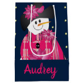 Donkerblauw en roze medium cadeauzakje (Achterkant)