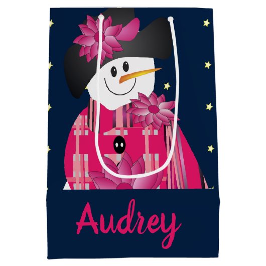 Donkerblauw en roze medium cadeauzakje (Achterkant)