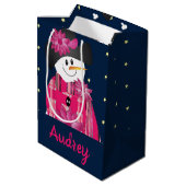 Donkerblauw en roze medium cadeauzakje (Achterkant Gekanteld)