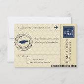 Donkerblauw en Tan Jamaica RSVP Boarding Pass (Voorkant)