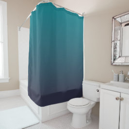 Donkerblauw en Teal Ombre Douchegordijn