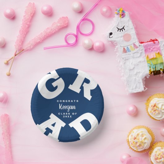 Donkerblauw en wit, aangepast Afstuderen Papieren Kommen (Feest)