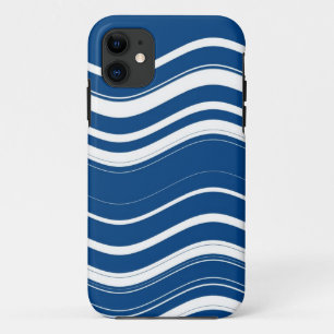 Donkerblauw en wit avy Stripes patroon iPhone 11 Hoesje