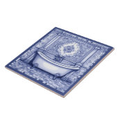 Donkerblauw en wit badkuip badkamer Tegel Tegeltje (Zijkant)