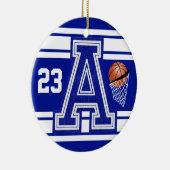 Donkerblauw en wit Basketball Alle varianten Keramisch Ornament (Rechts)