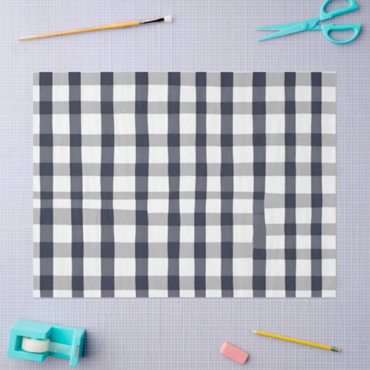 Donkerblauw en wit Buffalo Check Decoupage Papier (Craft)