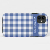 Donkerblauw en wit Check Gingham Pattern Case-Mate iPhone Case (Achterkant (horizontaal))