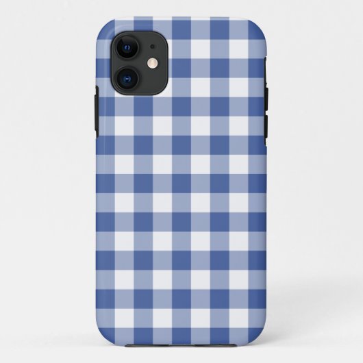 Donkerblauw en wit Check Gingham Pattern Case-Mate iPhone Case (Achterkant)