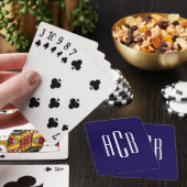 Donkerblauw en Wit Driedelige Monogram Pokerkaarten (Insitu)
