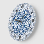 donkerblauw en wit elegant demask roman numerus grote klok (Hoek)