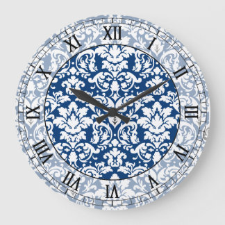 donkerblauw en wit elegant demask roman numerus grote klok
