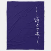 Donkerblauw en wit Elegant Swash Handtekening Naam Fleece Deken (Voorkant)