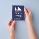 Donkerblauw en wit groot openen Uw Logo Invitati Flyer (Hand)