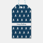 Donkerblauw en wit kerstboomontwerp cadeaulabel (Voorkant)