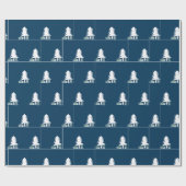 Donkerblauw en wit kerstboomontwerp cadeaupapier (Vlak)