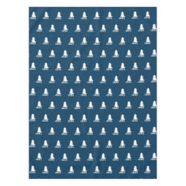 Donkerblauw en wit kerstboomontwerp tafelkleed