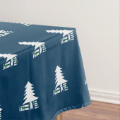 Donkerblauw en wit kerstboomontwerp tafelkleed (Voorbeeld)