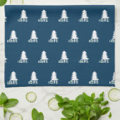 Donkerblauw en wit kerstboomontwerp theedoek (Gevouwen)