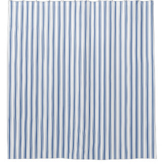 Donkerblauw en wit matras dat Narrow Stripe Douchegordijn