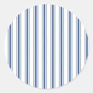 Donkerblauw en wit matras dat Narrow Stripe Ronde Sticker