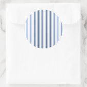 Donkerblauw en wit matras dat Narrow Stripe Ronde Sticker (Tas)