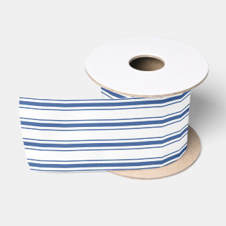 Donkerblauw en wit matras dat Narrow Stripe Satijnen Lint