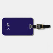 Donkerblauw en Wit Modern Monogram Bagagelabel (Voorkant horizontaal)