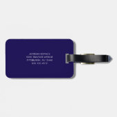 Donkerblauw en Wit Modern Monogram Bagagelabel (Achterkant horizontaal)