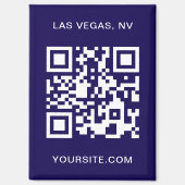 Donkerblauw en wit Moderne QR Code Promo Magneet (Voorkant)