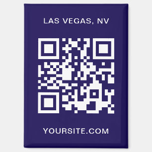 Donkerblauw en wit Moderne QR Code Promo Magneet