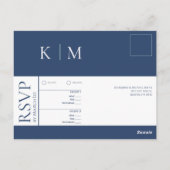 Donkerblauw en wit-RSVP-Wedding- Briefkaart (Achterkant)