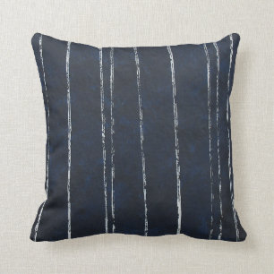Donkerblauw en wit streeppatroon kussen