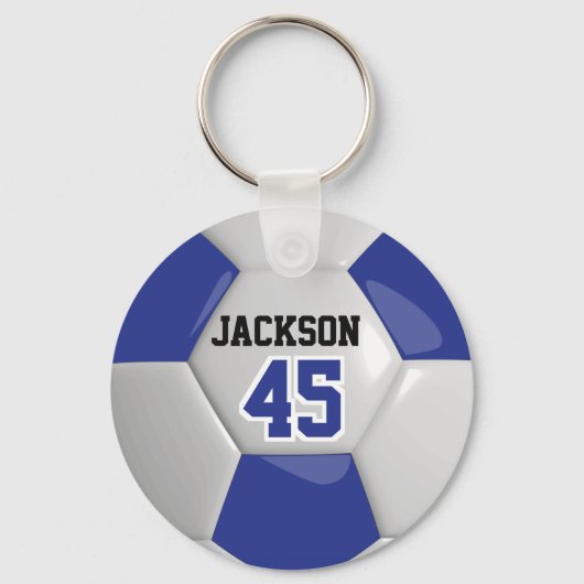 Donkerblauw en wit team Voetbal ⚽ Sleutelhanger (Voorkant)