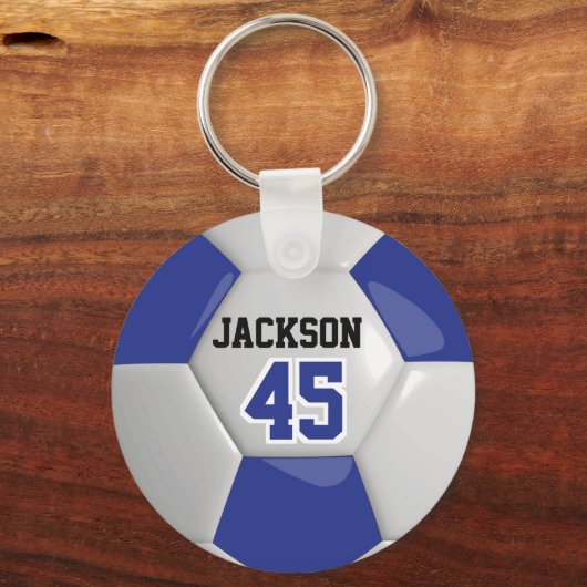 Donkerblauw en wit team Voetbal ⚽ Sleutelhanger (Voorkant)