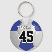 Donkerblauw en wit team Voetbal Sleutelhanger (Voorkant)