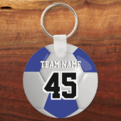 Donkerblauw en wit team Voetbal Sleutelhanger (Achterkant)