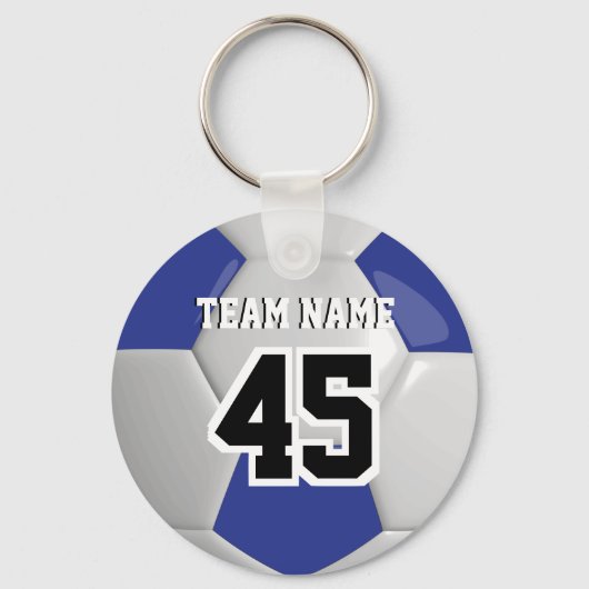 Donkerblauw en wit team Voetbal Sleutelhanger (Achterkant)