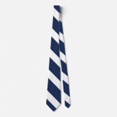 Donkerblauw en wit University Stripe Stropdas (Voorkant)