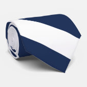 Donkerblauw en wit University Stripe Stropdas (Opgerold)