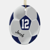 Donkerblauw en wit Voetbal Keramisch Ornament (Rechts)