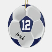 Donkerblauw en wit Voetbal Keramisch Ornament (Links)