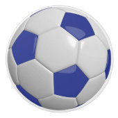 Donkerblauw en wit Voetbal Keramische Knop (Voorkant)