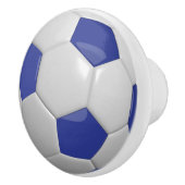 Donkerblauw en wit Voetbal Keramische Knop (Rechts)