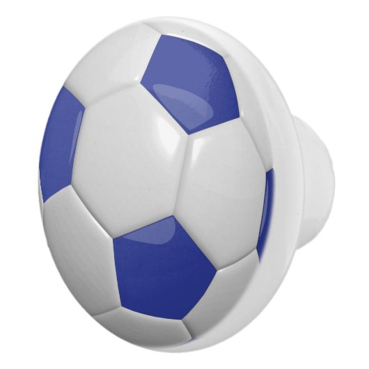 Donkerblauw en wit Voetbal Keramische Knop (Rechts)