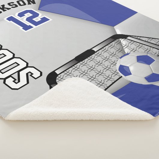 Donkerblauw en wit Voetbal met DIY-tekst Sherpa Deken (3/4)