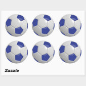 Donkerblauw en wit Voetbal Ronde Sticker (Vel)