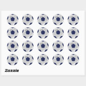 Donkerblauw en wit Voetbal Ronde Sticker (Vel)